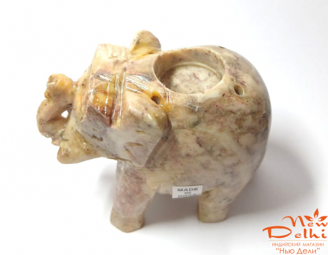 Слон, Н 5 см , камінь-підставка под аромапахощщі та конуси . Індія
