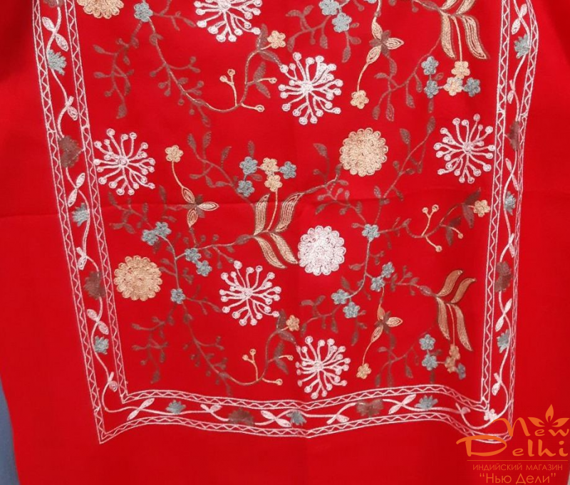 Палантин "Вишиванка" Кашемир, 70*180 см, Червоний