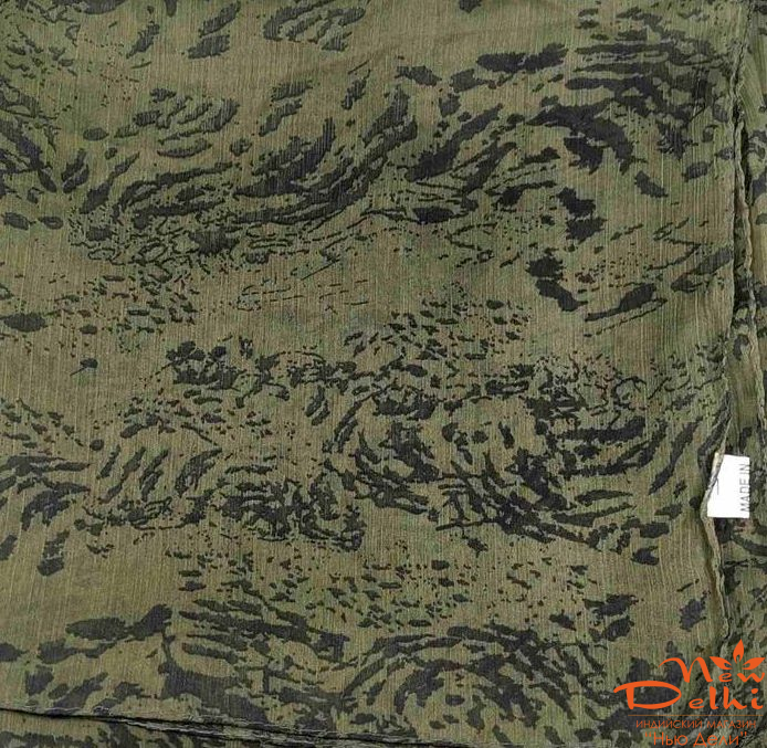 Хустка &quot;Хакі&quot;, з  віскози-шифонова тканина, 100 см*100 см, Індія.