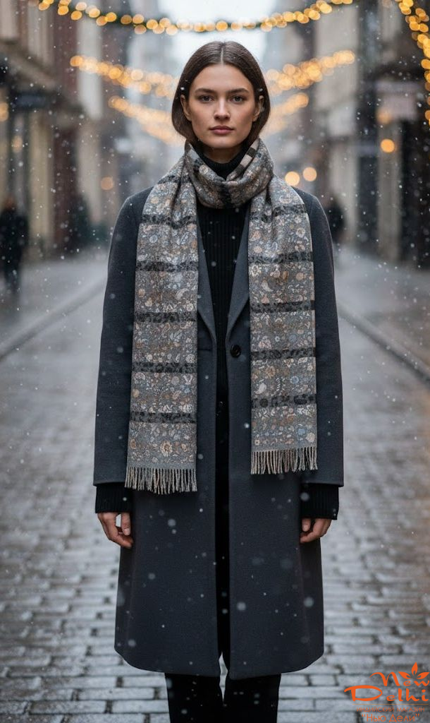 Шарф-палантин &quot;Пейслі&quot;, віскоза, вовна, сірий