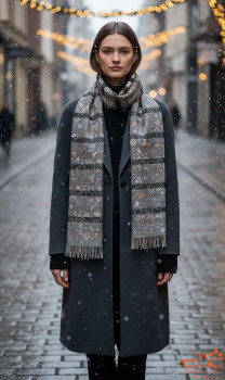 Шарф-палантин &quot;Пейслі&quot;, віскоза, вовна, сірий