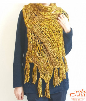 Шарф  "Гірчичний" в'язаний .Індія