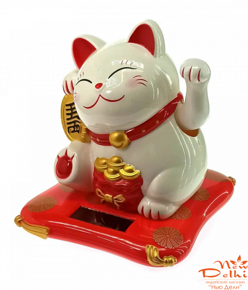 Кішка Манекі-неко на сонячній батареї (17х16х14 см)