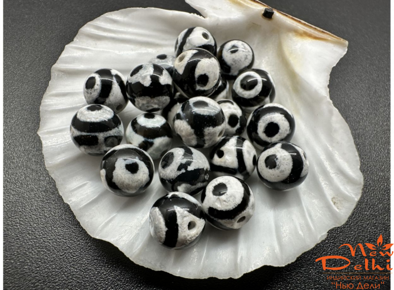 Бусина ДЗИ кругла,  ціна за шт. - 8 мм