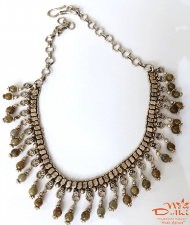 Намисто єтнічне з бусинами Лабрадору в Етно-стилі.Індія.