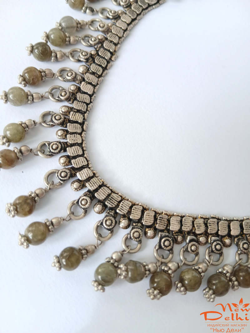 Намисто єтнічне з бусинами Лабрадору в Етно-стилі.Індія.