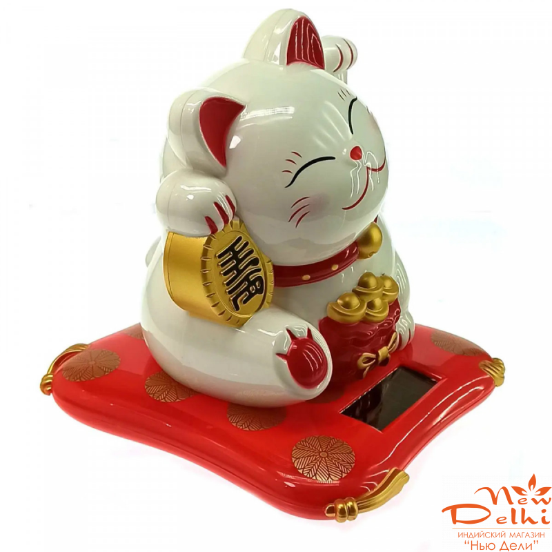 Кішка Манекі-неко на сонячній батареї (17х16х14 см)