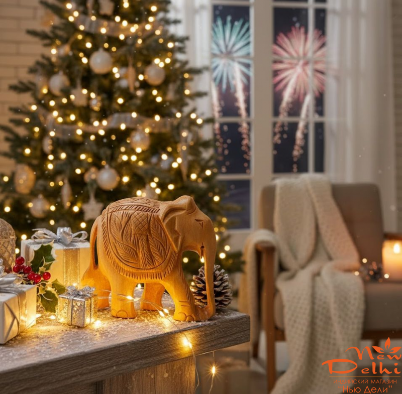 Слон Н=8 см,дерев'яний різьблений. Індія