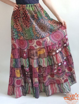 Спідниця &quot;Малиновий настрій&quot; довга з оборками, бавовна. Індія