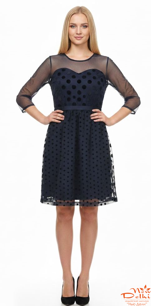 Сукня вечірня з шифонової тканини, темно-синее, L