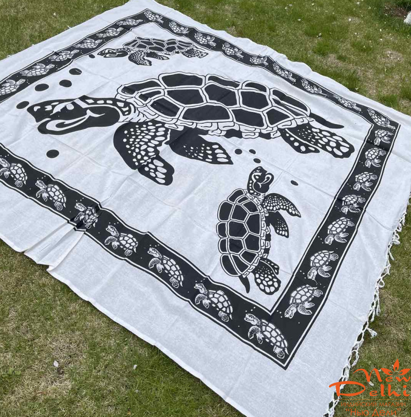Покривало двоспальне &quot;Черепаха&quot;, бавовна,  чорно-біле. Індія.
