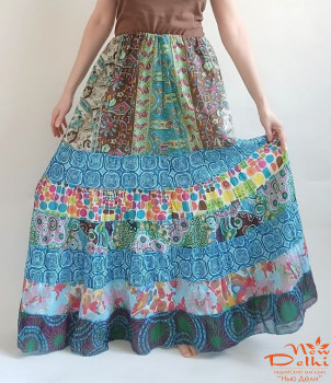 Спідниця довга "Строкатий настрій" , бавовна. Індія