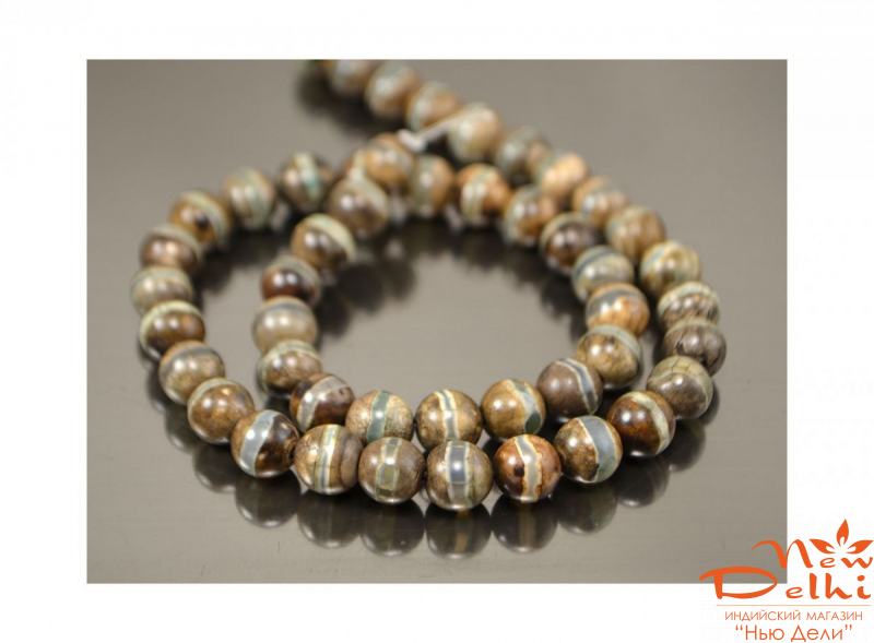 Бусина ДЗИ кругла,  ціна за шт. - 8 мм