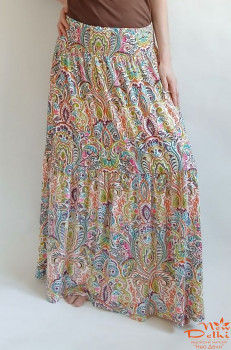 Спідниця  &quot;Пейслі&quot; довга з оборками, трикотажна.Індія