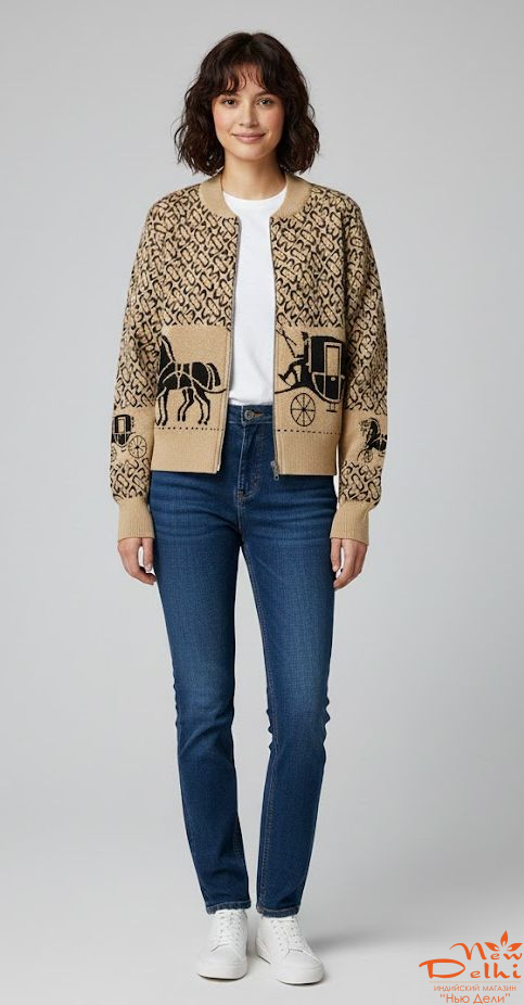 Кофта-бомпер на блискавці,, Беж..Oversize