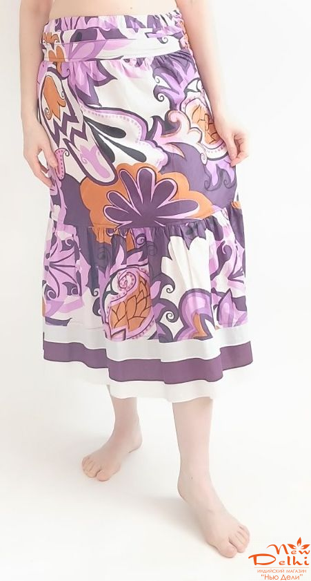 Спідниця "Карма" бузково-біла, бавовна ,  S