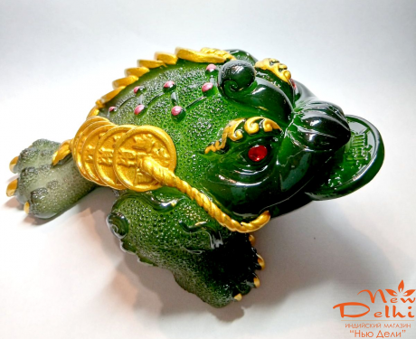 Жаба богатства-зелена -чайна іграшка, 12,5*7 см