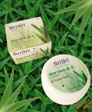 Крем "Алое вера" для обличчя з вітаміном Е -зволожуючий та захісний,  Sri Sri, Aloe vera vit-E, All Purpose Cream, 100g