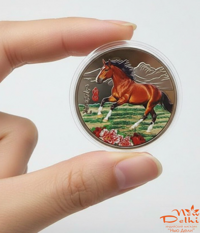 Монета "Кінь на щастя" сувенир до Нового року., амулети Багатства Фен-Шуй