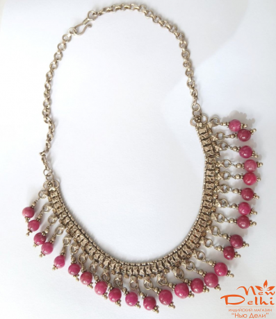 Намисто "Рубинові краплі" з бусинами в Етно-стилі.Індія.