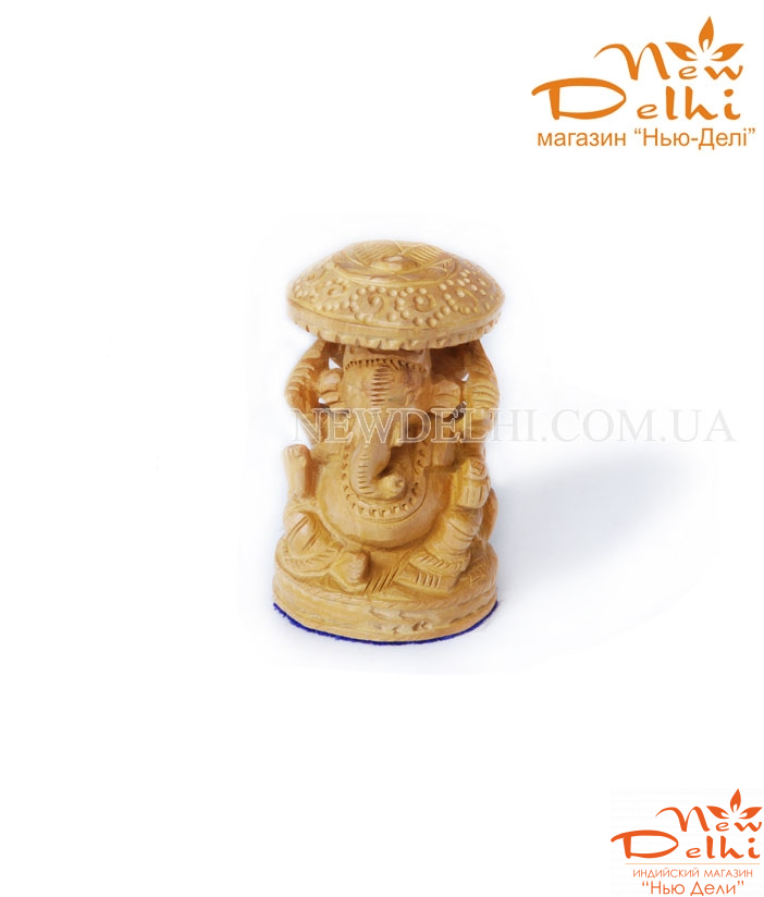 Ганеш під парасолькою, з дерева різьблений. 12 см.Індія