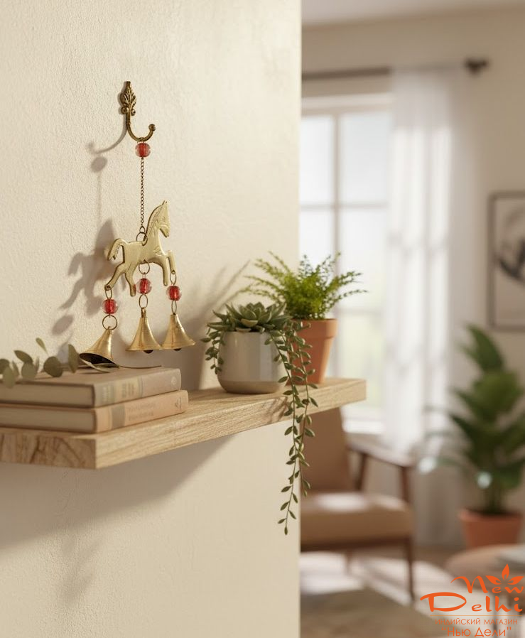 Дзвіночок "Кінь", латунь, 17 см., Індія