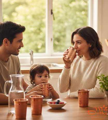 Мідний стакан, 300 мл, 7.5x7.5x9.5 см, Вага - 85 г, Індія