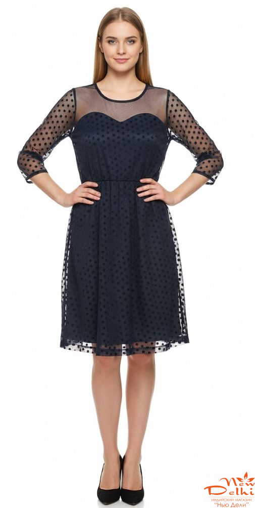 Сукня вечірня з шифонової тканини, темно-синее, L