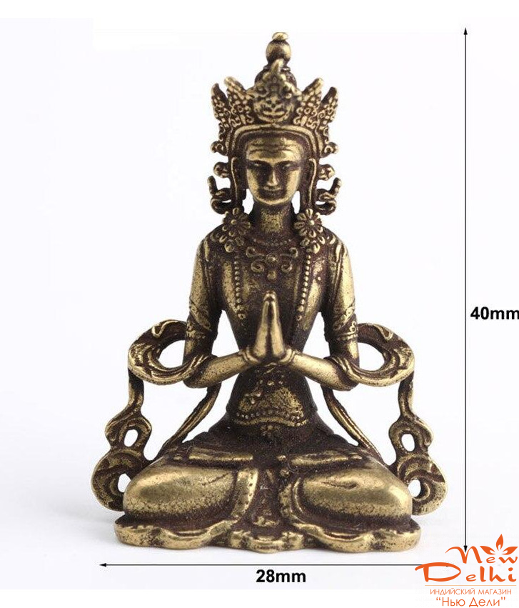 Гуанинь в позе лотоса-кулон-статуетка миниатюра бронза, 4 см