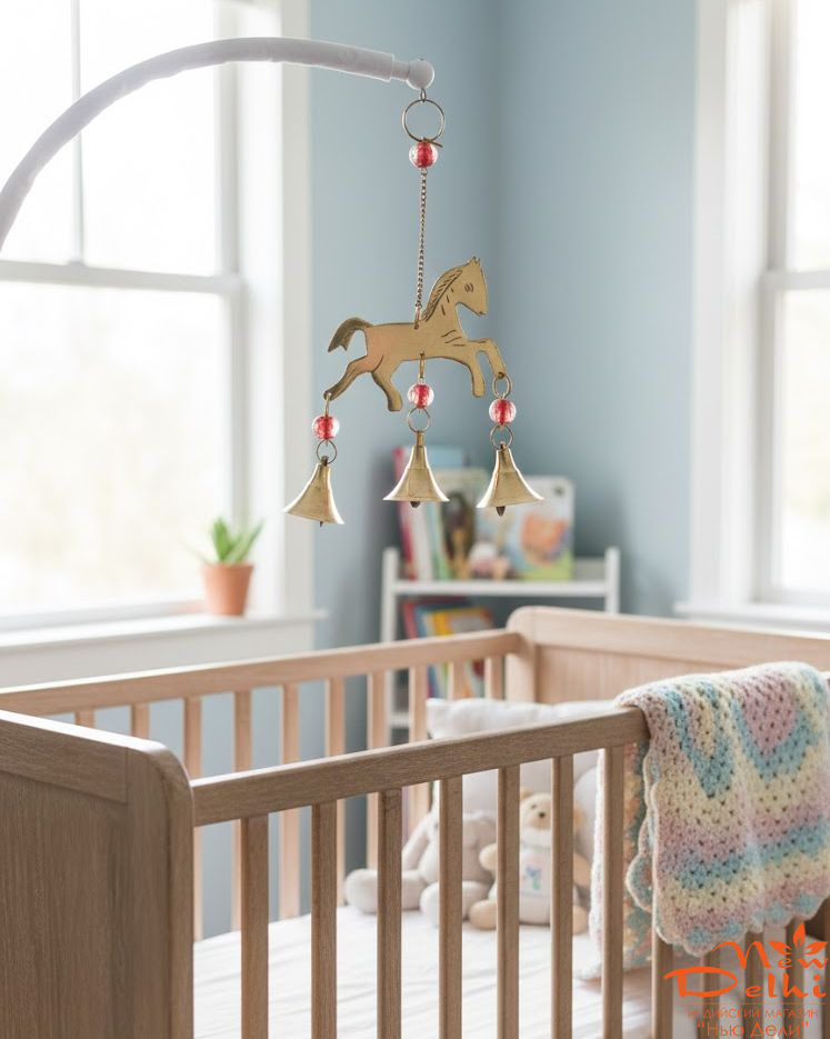 Дзвіночок "Кінь", латунь, 17 см., Індія