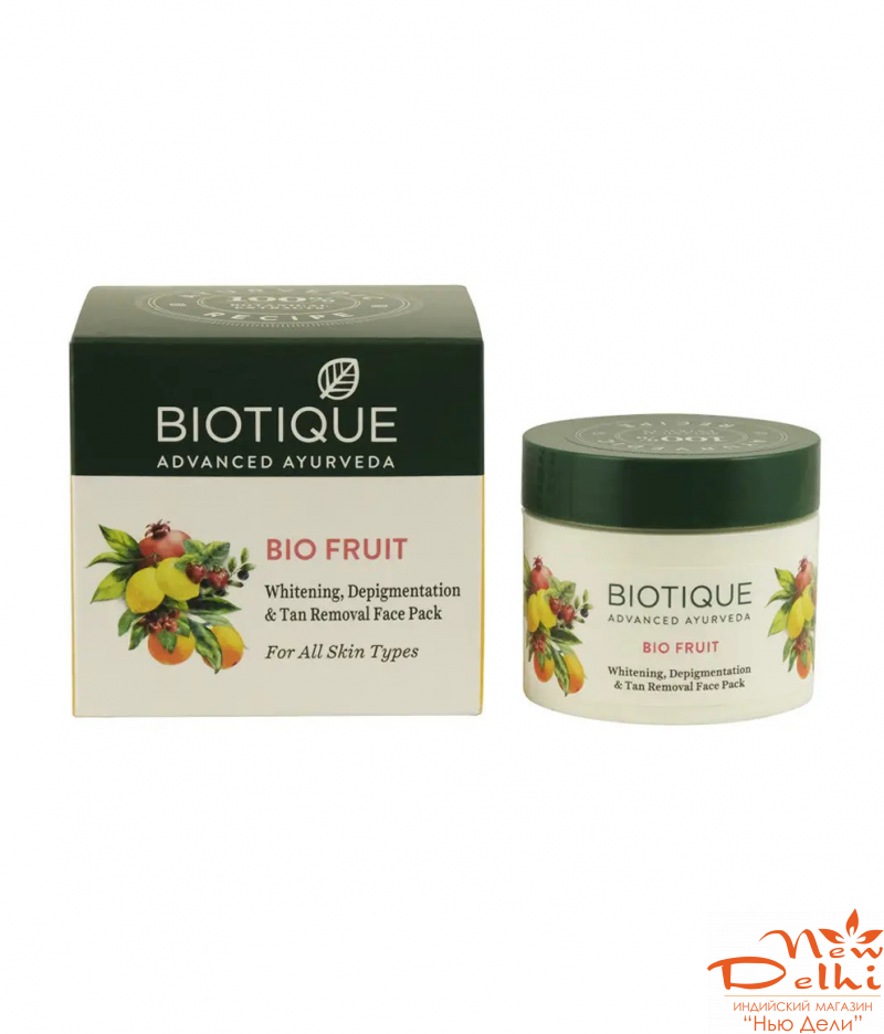 Bio fruit pack 75gm. biotique, маска фруктова відбілююча 75гр